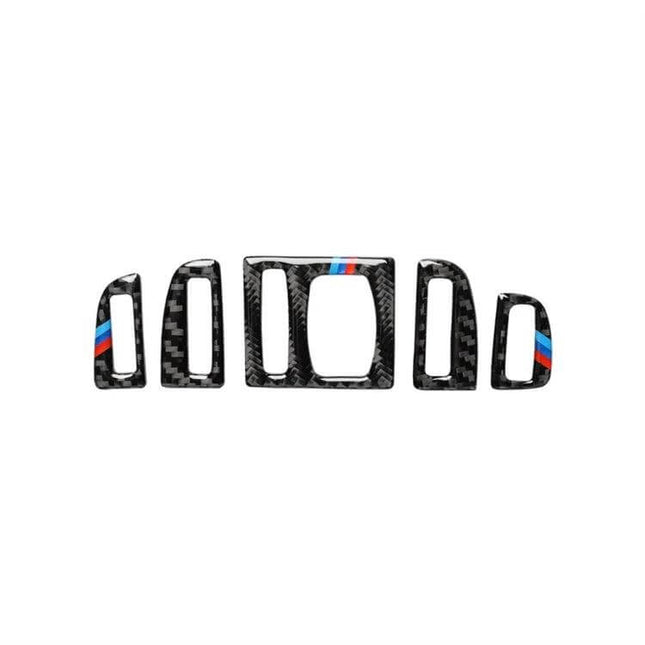 Set of 5 Carbon Fiber Air Outlet Stickers for BMW 5 Series - carbon fiber dashboard vent trim set with M stripe accents