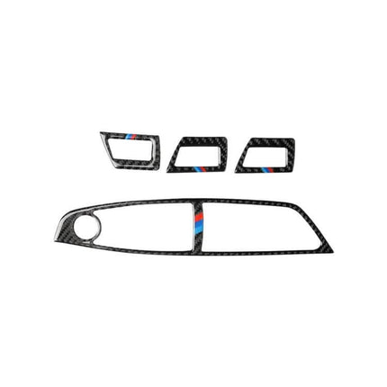 Carbon Fiber Decorative Sticker for BMW 5 Series Left Panel - black carbon fiber trim set for left door panel with M stripe accents