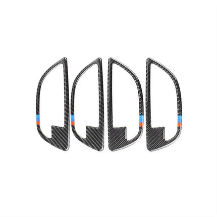 Carbon Fiber Decorative Stickers for BMW 5 Series Door Handles - carbon fiber door handle trim set with M stripe, scratch protection, easy install