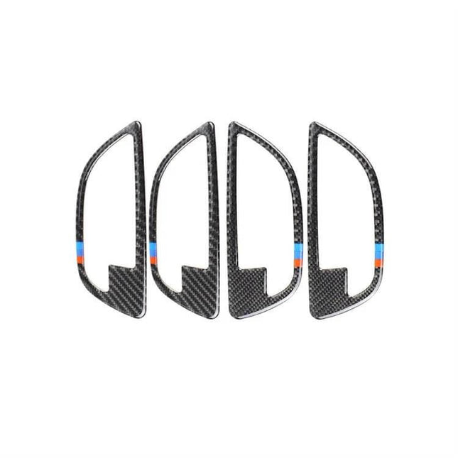 Carbon Fiber Decorative Stickers for BMW 5 Series Door Handles - carbon fiber door handle trim set with M stripe, scratch protection, easy install