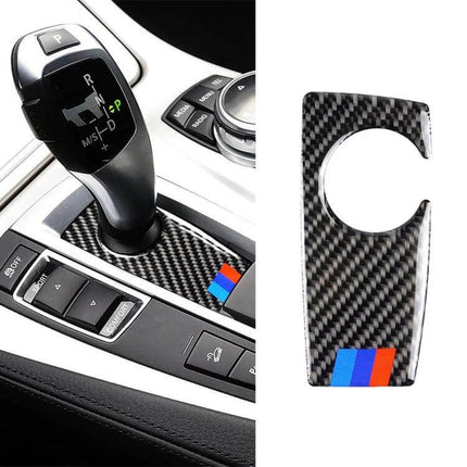 Carbon Fiber Decorative Sticker for BMW 5 Series Interiors - carbon fiber console trim decal with M stripe for dashboard and gear surround
