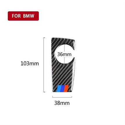Carbon Fiber Decorative Sticker for BMW 5 Series Interiors - carbon fiber trim piece 103x38mm with 36mm cutout and BMW M stripe