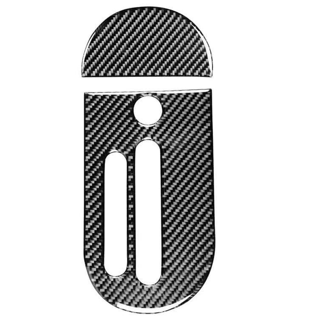 2 in 1 Carbon Fiber Gear Decorative Sticker for Jeep Wrangler JK 2007-2010 shown as black carbon fiber gear shift decal set