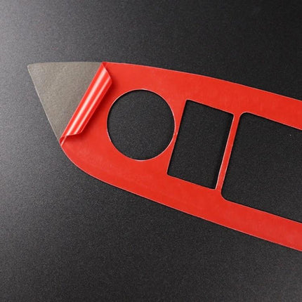 Carbon Fiber Decorative Sticker for Mazda CX-5 2017-2018 Right Drive - red adhesive template peel showing cutouts for interior trim