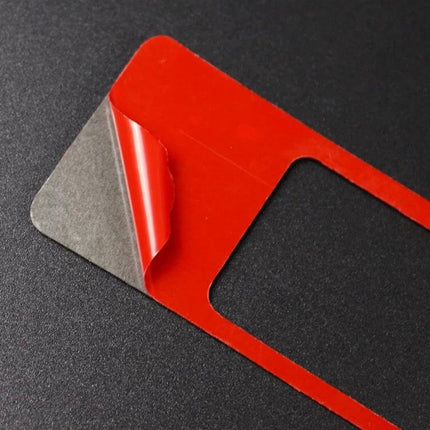 Carbon Fiber Right Drive Headlight Sticker for Mazda CX-5 2017-2018 showing red adhesive backing peel and cutout detail