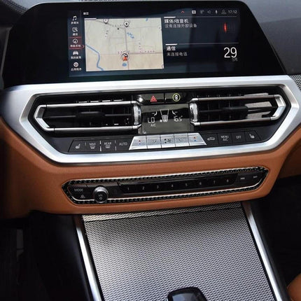 Carbon Fiber Decorative Sticker for BMW 3 Series CD Buttons applied on BMW 3 Series dashboard CD control area