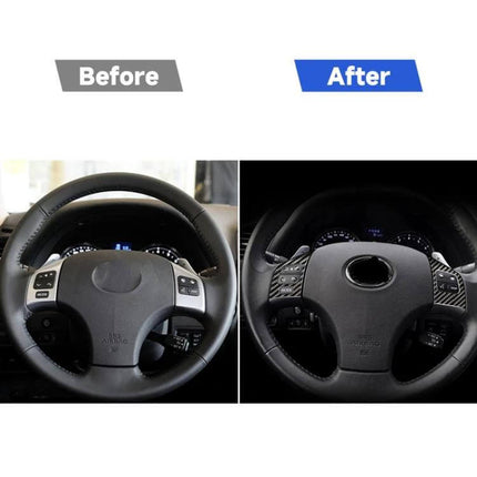 Carbon Fiber Sticker for Decorating Car Steering Wheels Effectively - before and after steering wheel interior upgrade with carbon fiber accents