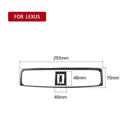 Carbon Fiber Middle Air Outlet Decorative Sticker for Lexus Models - 293x70mm carbon fiber dashboard vent trim with central 48x40mm cutout