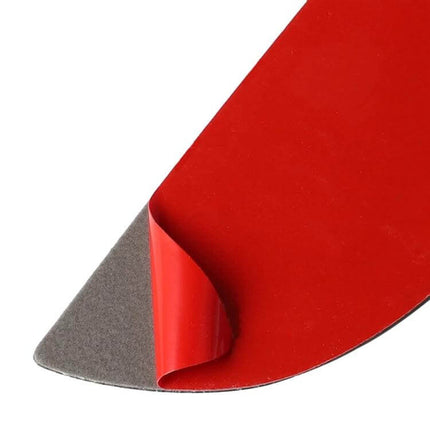 Carbon Fiber Decorative Window Sticker for Lexus IS Series shown with red adhesive backing peeled, carbon fiber texture edge visible