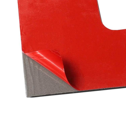 Carbon Fiber Decorative Sticker for Lexus IS Gear Shift - close-up of red adhesive backing peeled to show lightweight carbon fiber decal edge