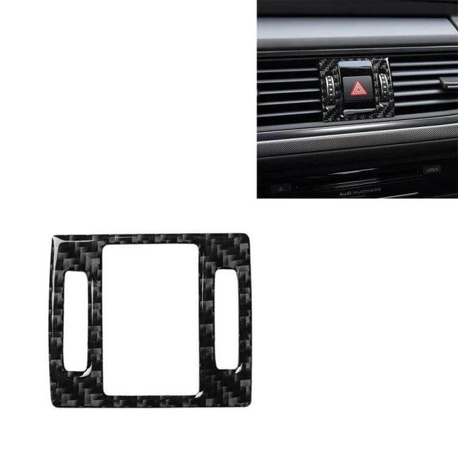 Carbon Fiber Decorative Sticker for Audi A6, S6, C7, and A7 Vehicles - carbon fiber dashboard hazard button trim overlay