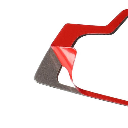 Carbon Fiber Decorative Sticker for Audi Interior Panels — red-backed adhesive edge shown for dashboard or door panel installation