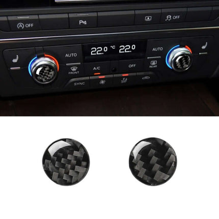 Carbon Fiber Decorative Sticker for Audi Air Conditioning Buttons on dashboard knobs, round carbon fiber texture accents