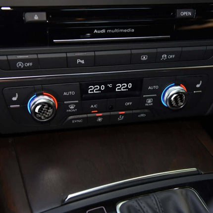Carbon Fiber Decorative Sticker for Audi Air Conditioning Buttons applied to Audi dual-zone climate control knobs, sleek interior upgrade