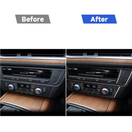 Carbon Fiber Decorative Sticker for Audi A6 Right Drive Interior showing before and after dashboard upgrade