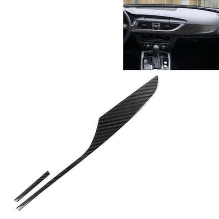 Carbon Fiber Dashboard Decorative Strip for Audi A6 S6 2012-2018 installed on dashboard showing carbon fiber trim and spare pieces