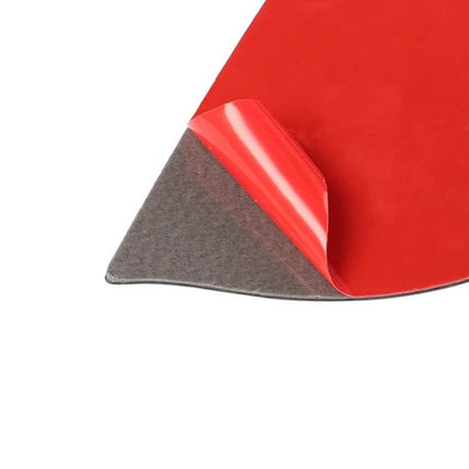 Carbon Fiber Decorative Sticker for Audi A6 Gear Shift and Side Panel — close-up peel-and-stick backing showing red adhesive layer and carbon fiber finish