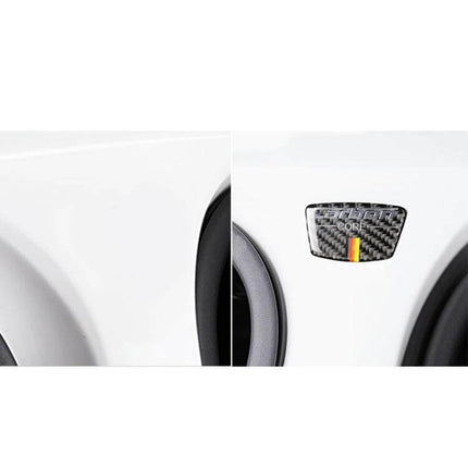 German Flag Pattern Carbon Fiber Decorative Sticker for Audi TT Doorpost on white Audi TT doorpost close-up