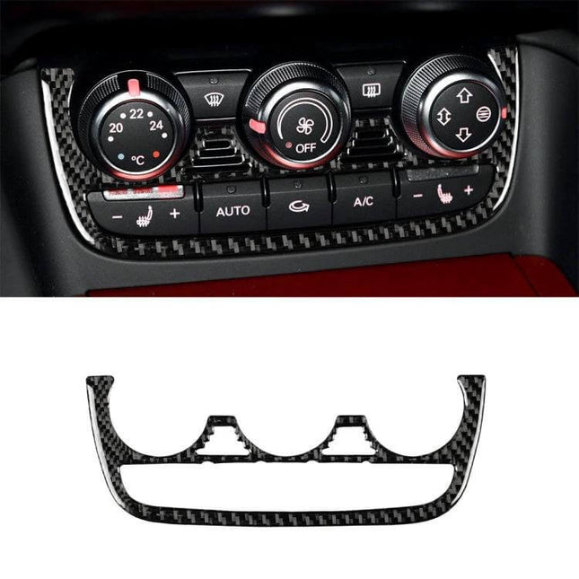 Carbon Fiber Decorative Sticker for Audi TT Air Buttons installed on Audi TT climate control panel, glossy carbon fiber texture