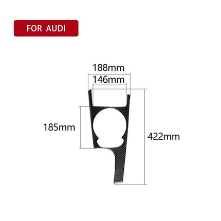 Carbon Fiber Decorative Sticker for Audi TT Interior, dimension diagram showing 422mm x 185mm x 188mm with 146mm opening