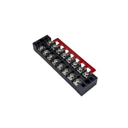 8-Way 25A Dual-Row Car Terminal Connector Set With Cover 5 Pack – dual-row PBT terminal block with tin‑plated screws, 12mm spacing, red cover, set of 5