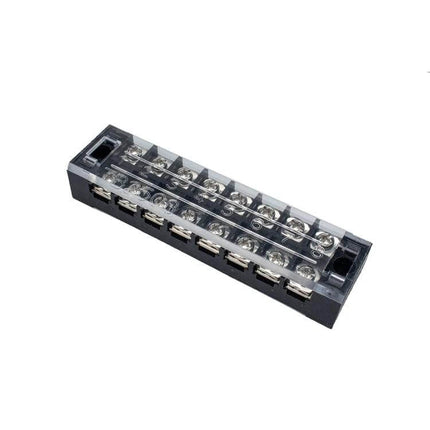 8-Way 25A Dual-Row Car Terminal Connector Set With Cover 5 Pack - dual-row PBT terminal block with clear cover and tin-plated screws for RV/marine wiring