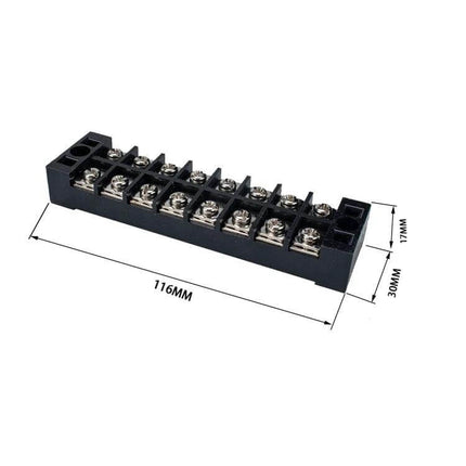 8-Way 25A Dual-Row Car Terminal Connector Set With Cover 5 Pack – black 8-way dual-row 25A terminal block with tin-plated screws and cover