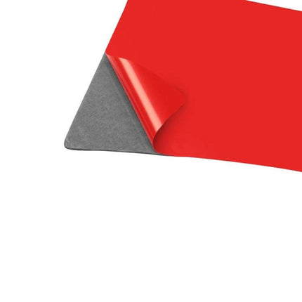 Decorative Carbon Fiber Sticker for Land Rover Discovery 4 Panel - red peel-back sample showing adhesive backing for vehicle panel customization