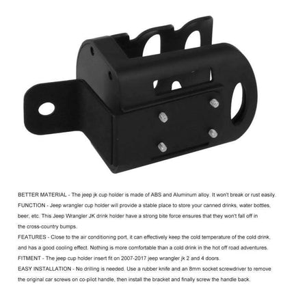 Versatile Car Cup Holder for Suzuki Jimny Drink Storage black ABS alloy cup holder for secure drinks, easy tool-free install, anti-spill design