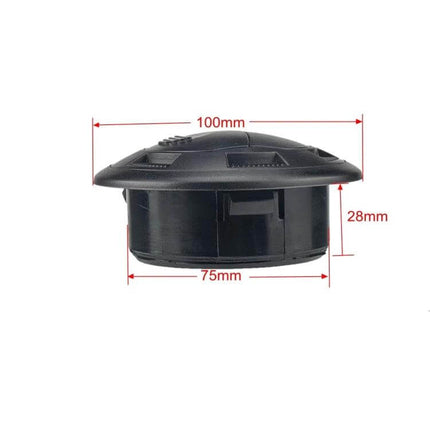 Universal AC Vent 100x75mm Replacement Part for Vehicles black ABS round dashboard vent for motorhomes buses yachts, 100x75mm opening, 28mm depth