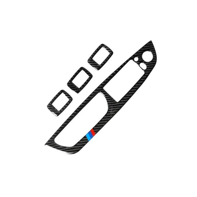 Carbon Fiber Tricolor Decorative Switch Panel for BMW Vehicles - carbon fiber dashboard trim with M tricolor accent