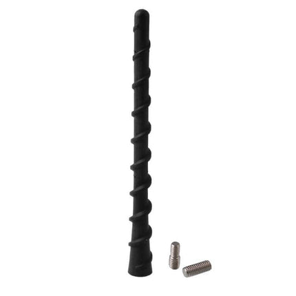 Car Thread Antenna Aerial for AM/FM Radio Reception - black spiral rubber and metal thread adapter set for improved in-car radio signal