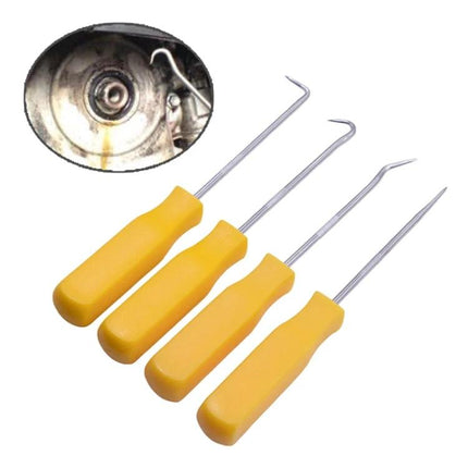 Handy Tool Set for Home Auto Repair and Maintenance Tasks - 4-piece hook and pick set with yellow handles for wire separation and retrieving parts