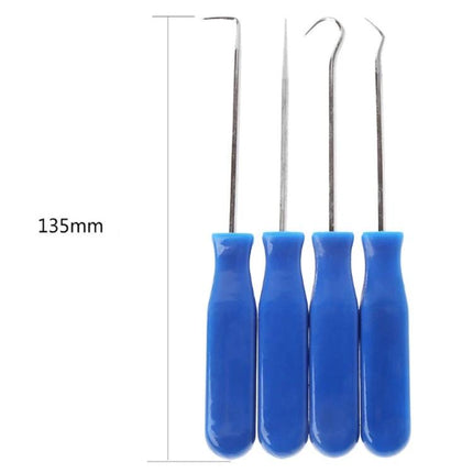 Handy Tool Set for Home Auto Repair and Maintenance Tasks - four blue-handled pick and hook tools for wiring, retrieval, and precision jobs