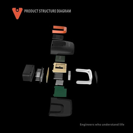 Viecar OBD Fault Detector for Everyday Car Troubleshooting exploded view showing internal components and WiFi module