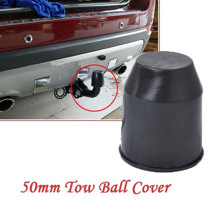 Plastic Tow Ball Cover for Everyday Vehicle Towing Maintenance - 50mm black plastic tow ball protector shown on car tow hitch