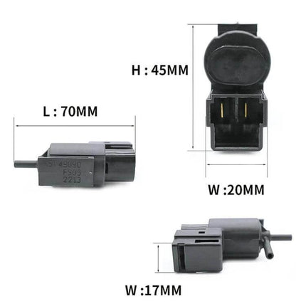Compatible EGR Vacuum Switch Solenoid Valve for Mazda Vehicles - replacement part showing dimensions L70mm H45mm W20mm for EGR system maintenance
