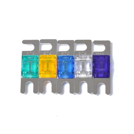 5 Piece Mini ANL Fuse Set for Car Audio 30A 40A 60A 80A 100A - color-coded mini ANL fuses for automotive and battery systems
