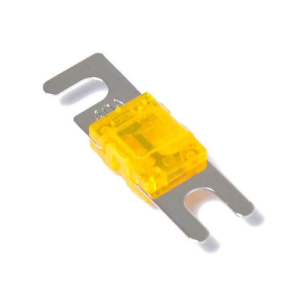 5 Piece Mini ANL Fuse Set for Car Audio 30A 40A 60A 80A 100A - yellow 60A mini ANL automotive fuse on white background