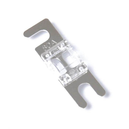 5 Piece Mini ANL Fuse Set for Car Audio 30A 40A 60A 80A 100A - clear 80A mini ANL fuse on metal strap for car audio protection
