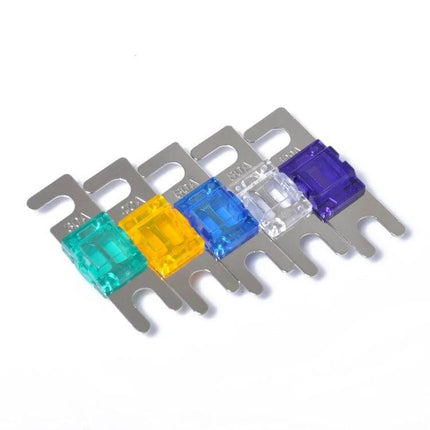5 Piece Mini ANL Fuse Set for Car Audio 30A 40A 60A 80A 100A - color-coded compact ANL fuses for car, boat, truck audio installations