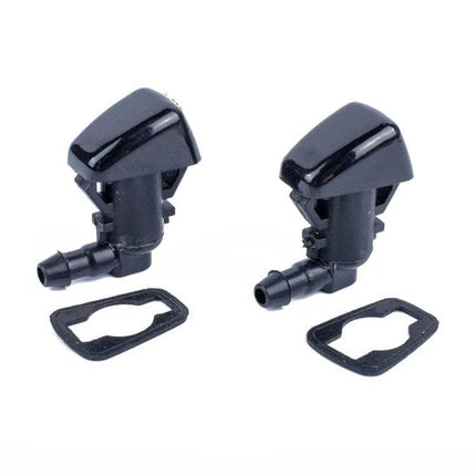 Two Pack Windshield Washer Nozzles Replacement For Jeep Grand Cherokee - black twin washer nozzles with gaskets for easy reinstall, restores spray performance