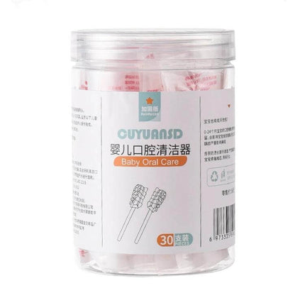 CUYUANSD Baby Tongue Cleaning Gauze Swabs, Spiral Pattern, 30 Pieces Per Can - clear jar of sterile spiral gauze swabs for gentle infant oral care