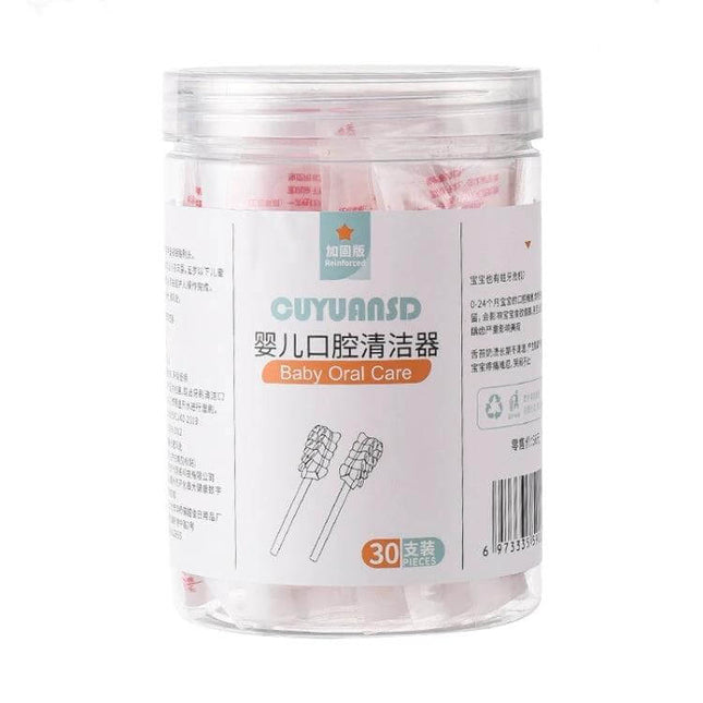 CUYUANSD Baby Tongue Cleaning Gauze Swabs, Spiral Pattern, 30 Pieces Per Can - clear jar of sterile spiral gauze swabs for gentle infant oral care