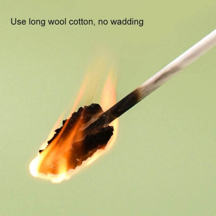 CUYUANSD Baby Tongue Cleaning Gauze Swabs, Spiral Pattern, 30 Pieces Per Can - close-up of gauze swab tip burning to show long wool cotton durability