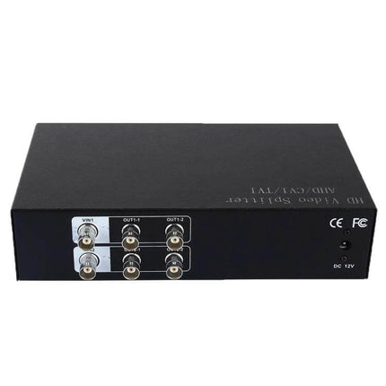 Coaxial Video Signal Splitter for AHD, CVI, TVI Systems black 2-input 4-output BNC video distribution unit