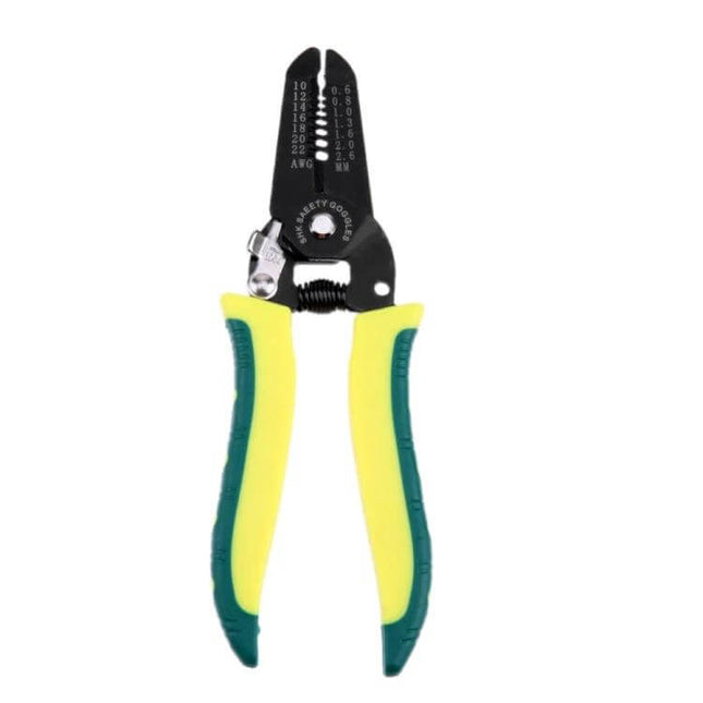 Cable Stripper Tool Portable For Everyday Wiring Tasks - compact 8x3x2cm wire stripper with green-yellow grips, durable manganese steel, for electricians and DIY