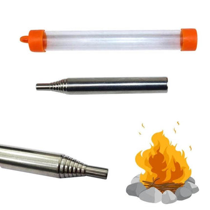 Camping Survival Fire Tube Telescopic 8 Section Blowpipe stainless steel collapsible blowpipe with storage tube for camping and emergency fire starting