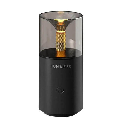 Candle Flame Aromatherapy Diffuser, Mini Humidifier black compact 120ml ultrasonic mist with candle-like light and USB-C power for desks