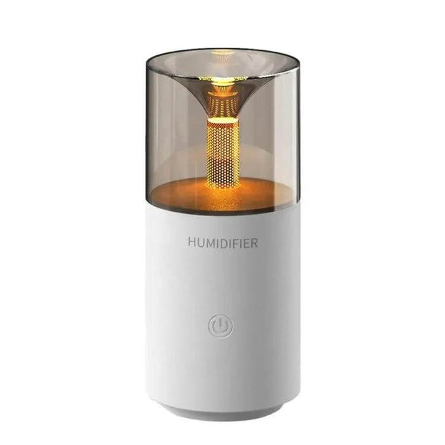 Candle Flame Aromatherapy Diffuser, Mini Humidifier compact 120ml ultrasonic mist with candle-like light and Type-C power for desks and nightstands